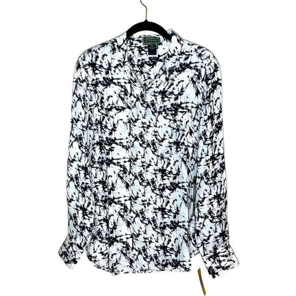 2 OLD HIPPIES 2OH THREADS Blk/Wht Silk Top - Picture 1 of 4